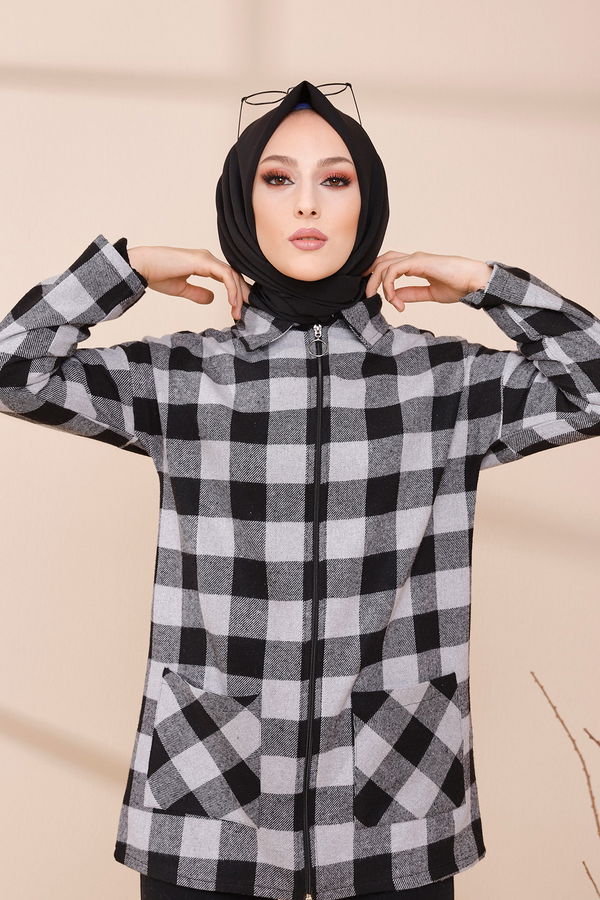 FERMUARLI CEKET Gri - 3453 GRİ
