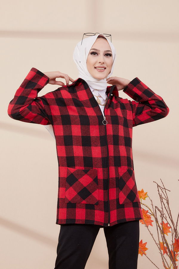 FERMUARLI CEKET Kırmızı - 3453 Kırmızı