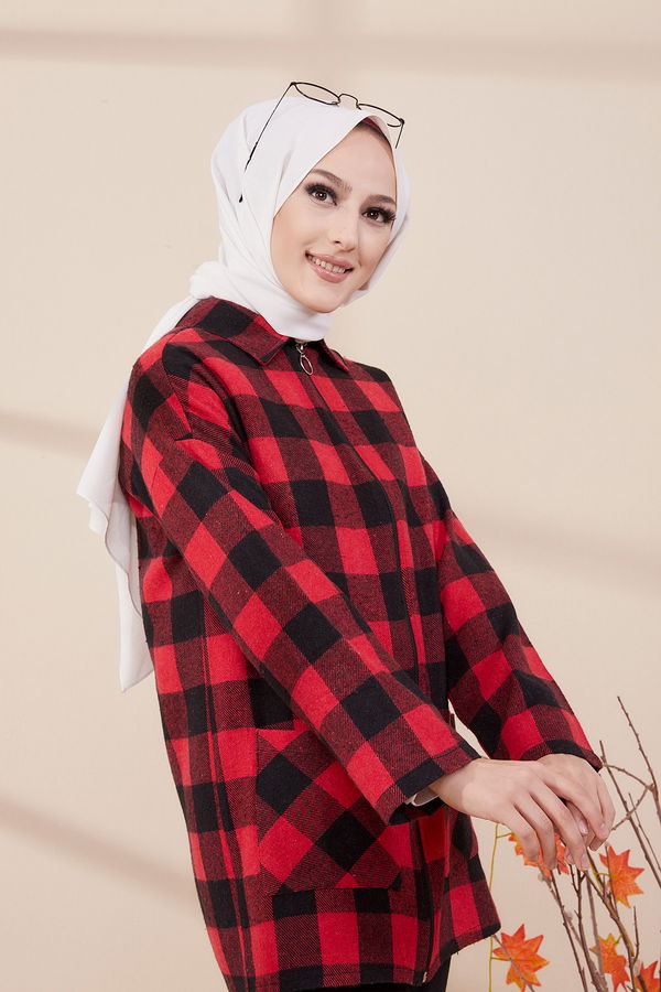 FERMUARLI CEKET Kırmızı - 3453 Kırmızı