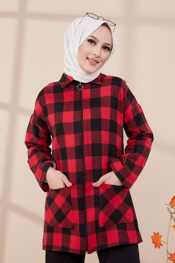 FERMUARLI CEKET Kırmızı - 3453 Kırmızı