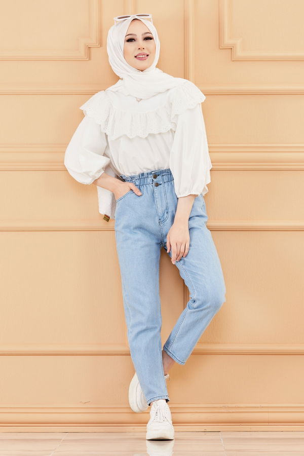 MOM PANTOLON Mavi - 8746 MAVİ