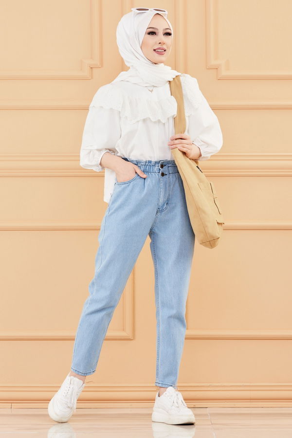MOM PANTOLON Mavi - 8746 MAVİ