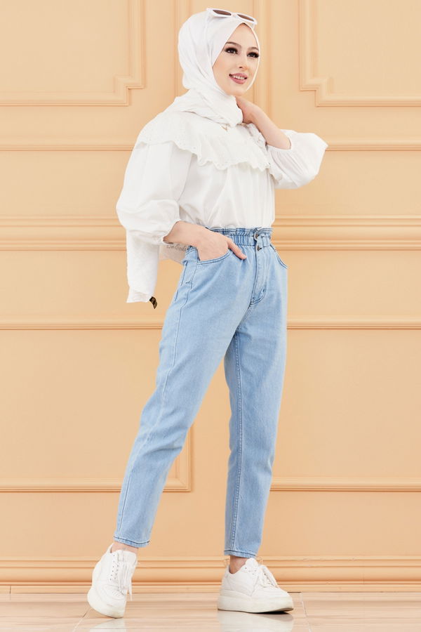 MOM PANTOLON Mavi - 8746 MAVİ