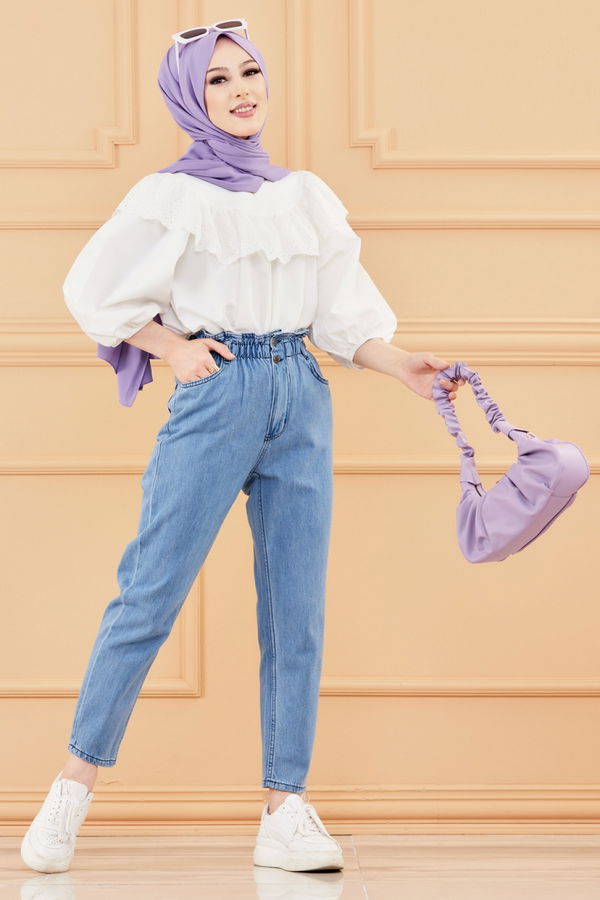 MOM PANTOLON Mavi - 8746 MAVİ