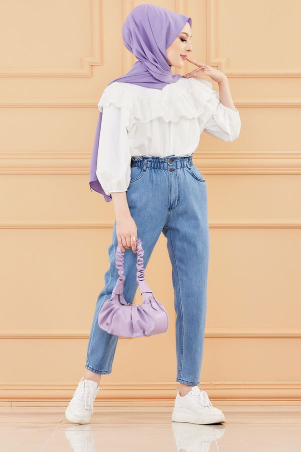MOM PANTOLON Mavi - 8746 MAVİ