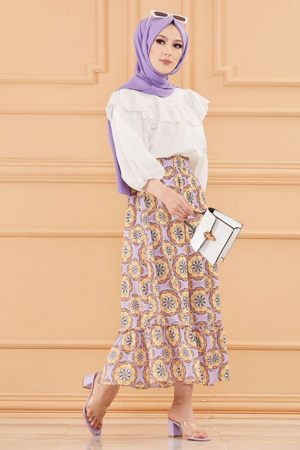 DESENLI ETEK Lila - 20655