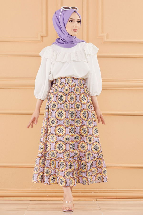 DESENLI ETEK Lila - 20655