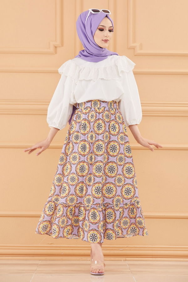 DESENLI ETEK Lila - 20655