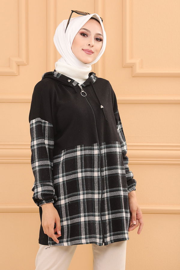 Kapşonlu Kaşe Kaban ZUMRUT - 3792 Yeşil - 3792