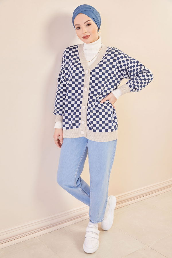 Dugmeli Hırka LACIVERT BEJ - 20752 Lacivert - 20752 LACİVERT