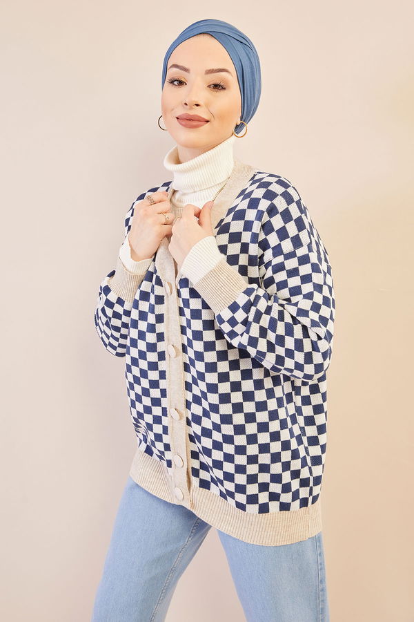 Dugmeli Hırka LACIVERT BEJ - 20752 Lacivert - 20752 LACİVERT
