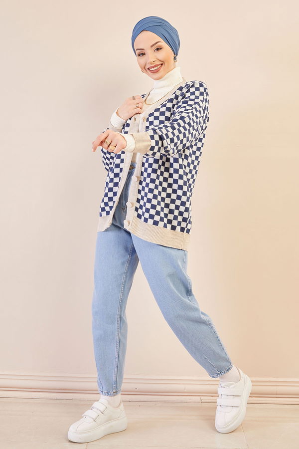 Dugmeli Hırka LACIVERT BEJ - 20752 Lacivert - 20752 LACİVERT