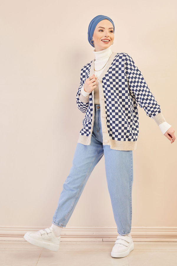 Dugmeli Hırka LACIVERT BEJ - 20752 Lacivert - 20752 LACİVERT
