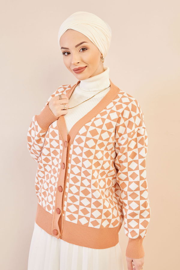 Dugmelı Hırka BISKUVI - 20753 Taba - 20753 TABA