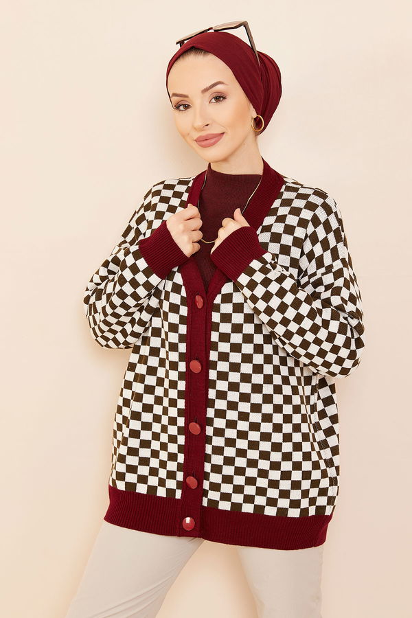 Dugmeli Hırka HAKI BORDO - 20752 Haki - 20752 HAKİ