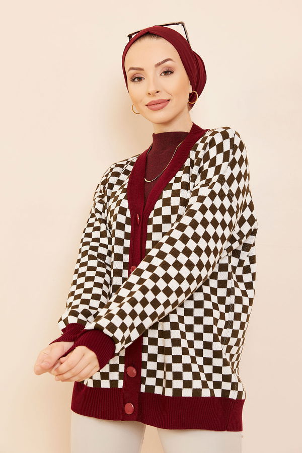 Dugmeli Hırka HAKI BORDO - 20752 Haki - 20752 HAKİ