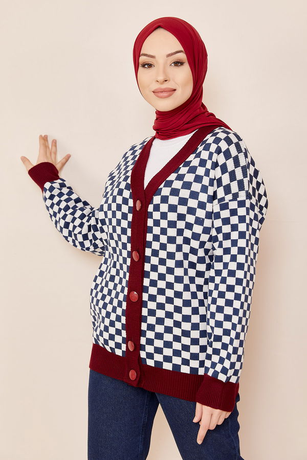 Dugmeli Hırka LACIVERT BORDO - 20752 Lacivert - 20752 LACİVERT