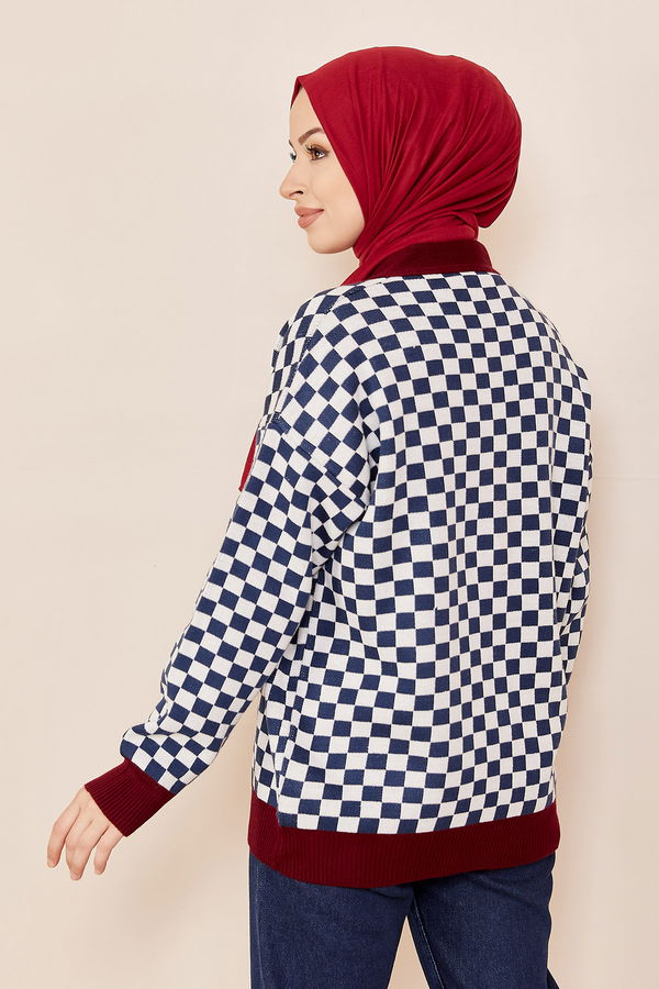 Dugmeli Hırka LACIVERT BORDO - 20752 Lacivert - 20752 LACİVERT