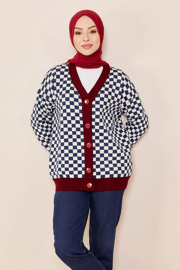 Dugmeli Hırka LACIVERT BORDO - 20752 Lacivert - 20752 LACİVERT