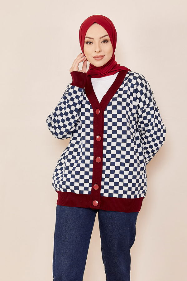 Dugmeli Hırka LACIVERT BORDO - 20752 Lacivert - 20752 LACİVERT