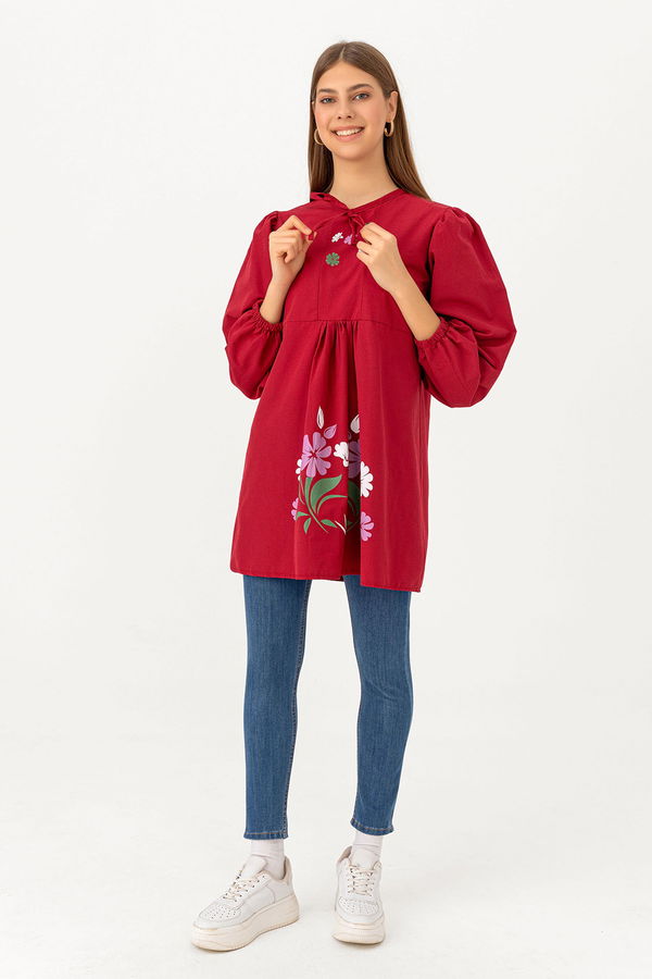 BASKILI TUNIK Bordo - 3694