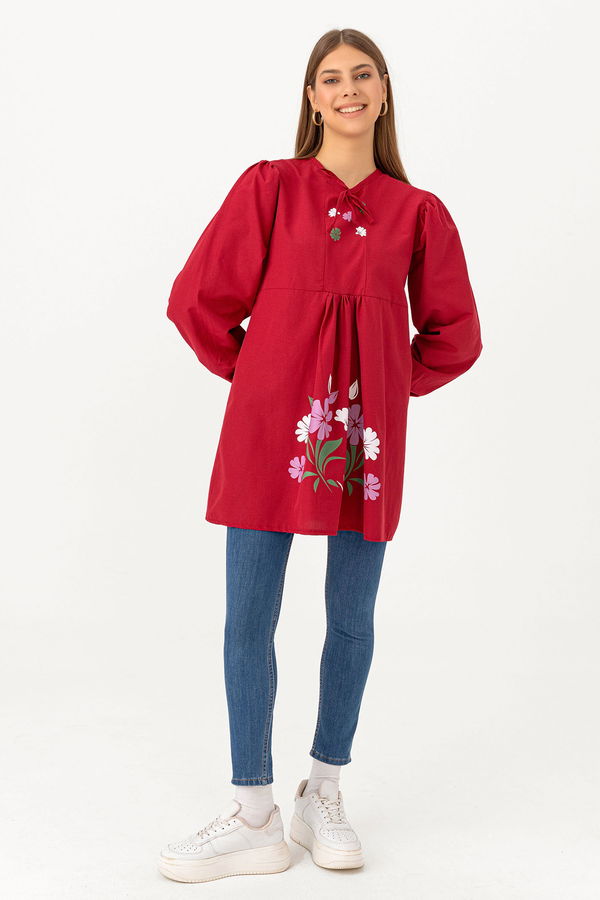 BASKILI TUNIK Bordo - 3694