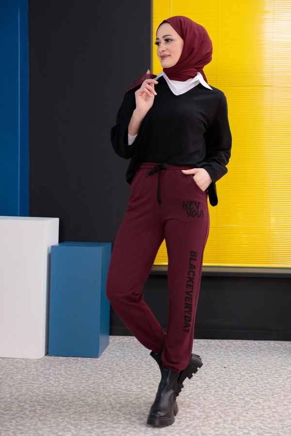Eşofman Alt Bordo - 3911 BORDO