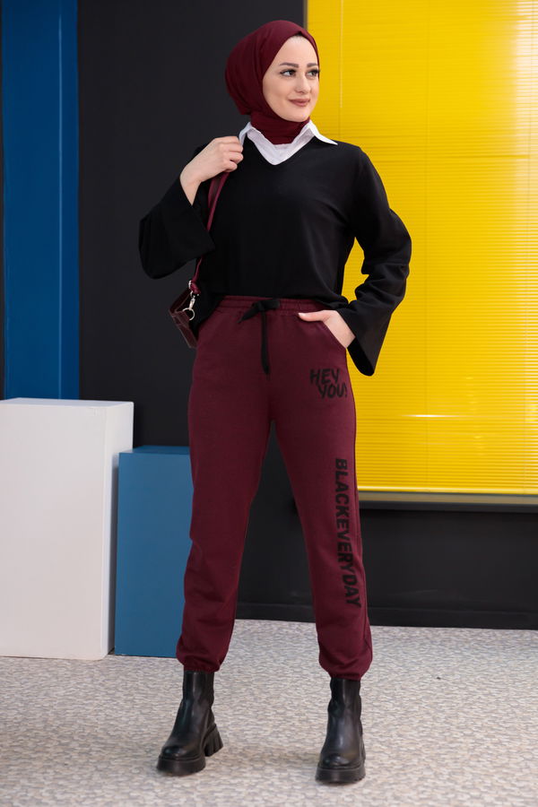Eşofman Alt Bordo - 3911 BORDO