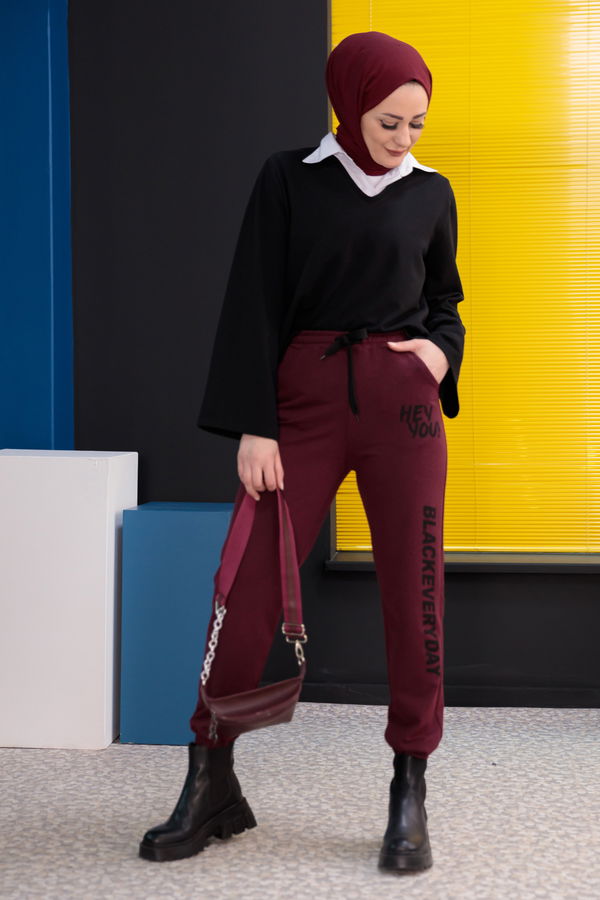 Eşofman Alt Bordo - 3911 BORDO