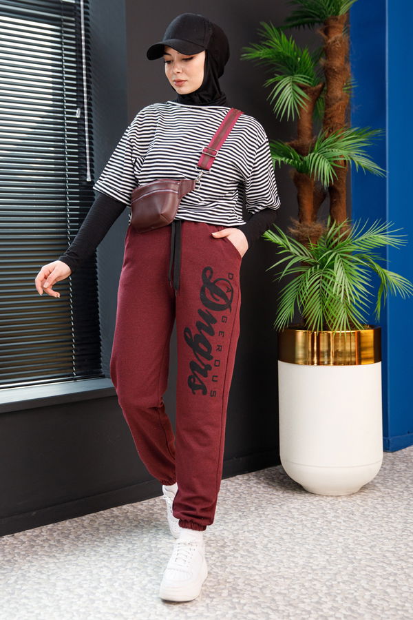 Eşofman Alt Bordo - 3912