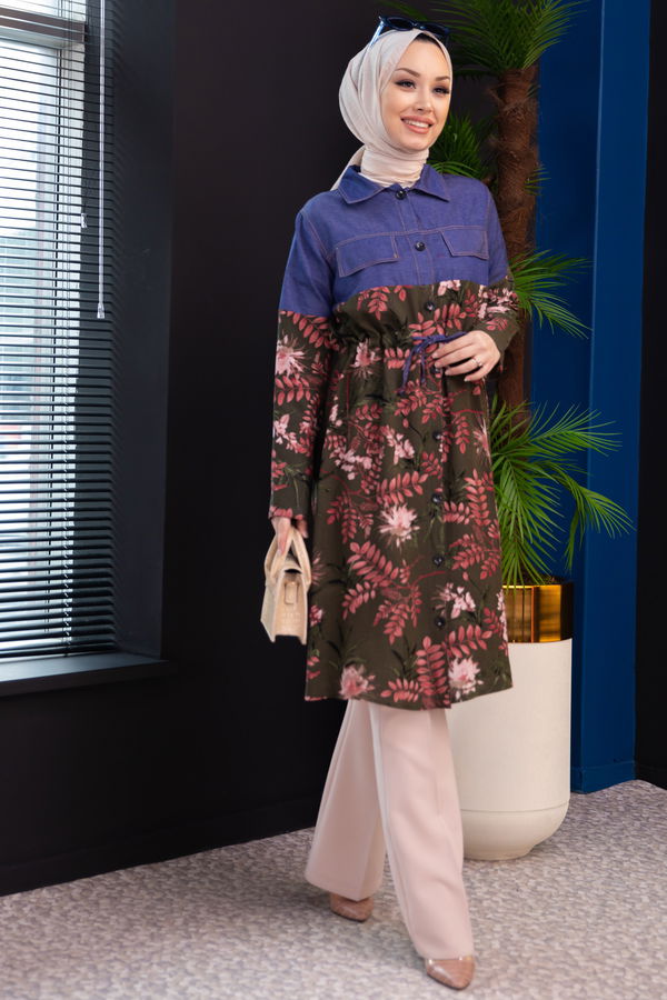 DESENLI TUNIK Haki - 3681