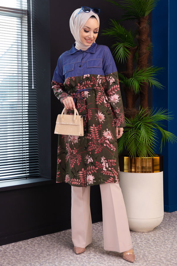 DESENLI TUNIK Haki - 3681