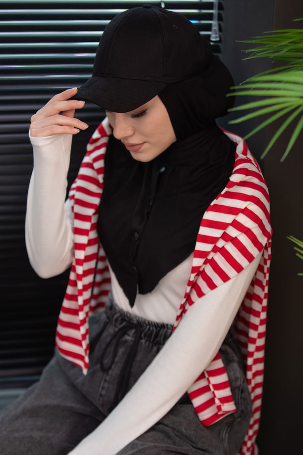 Şapkalı Bone Siyah - 30095