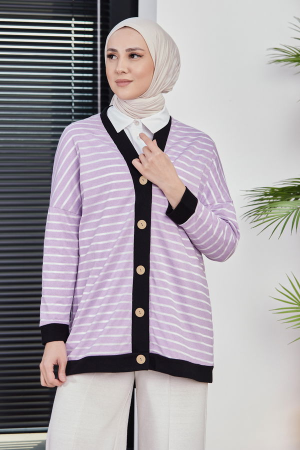 Dugmelı Hırka LILA - 3810 Lila - 3810