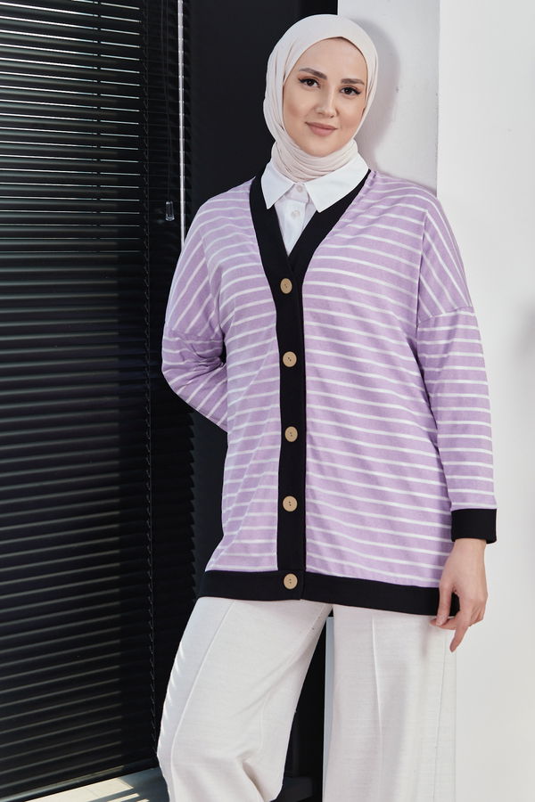 Dugmelı Hırka LILA - 3810 Lila - 3810