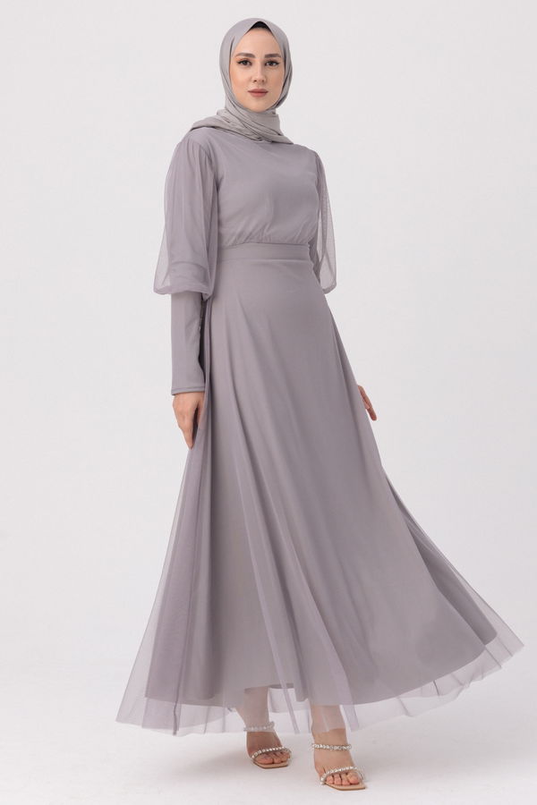Abiye Elbise Gri - 10305