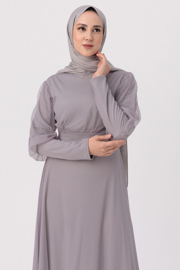 Abiye Elbise Gri - 10305