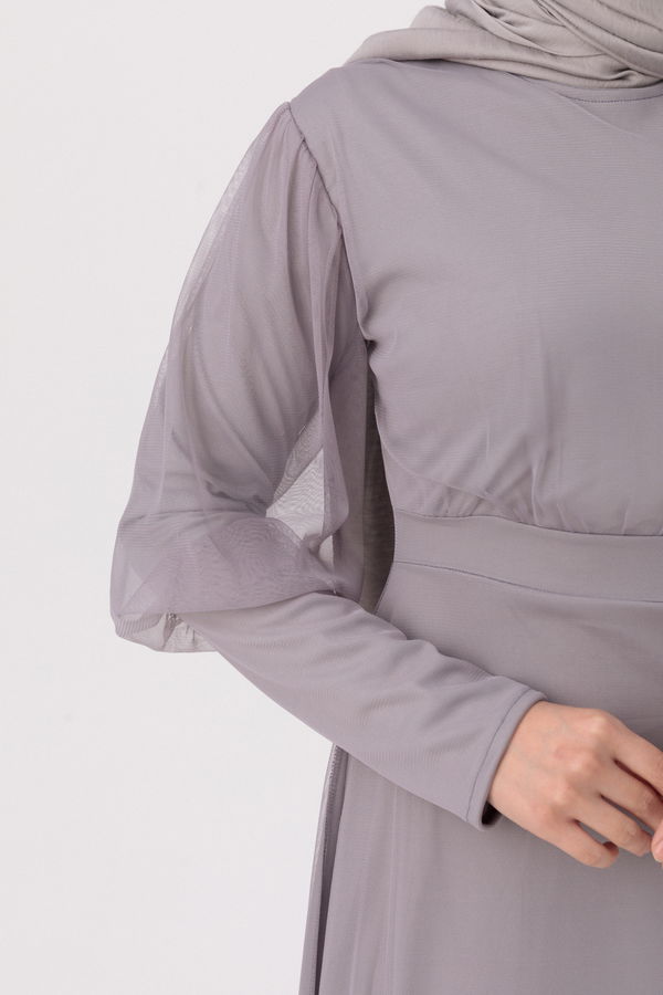 Abiye Elbise Gri - 10305