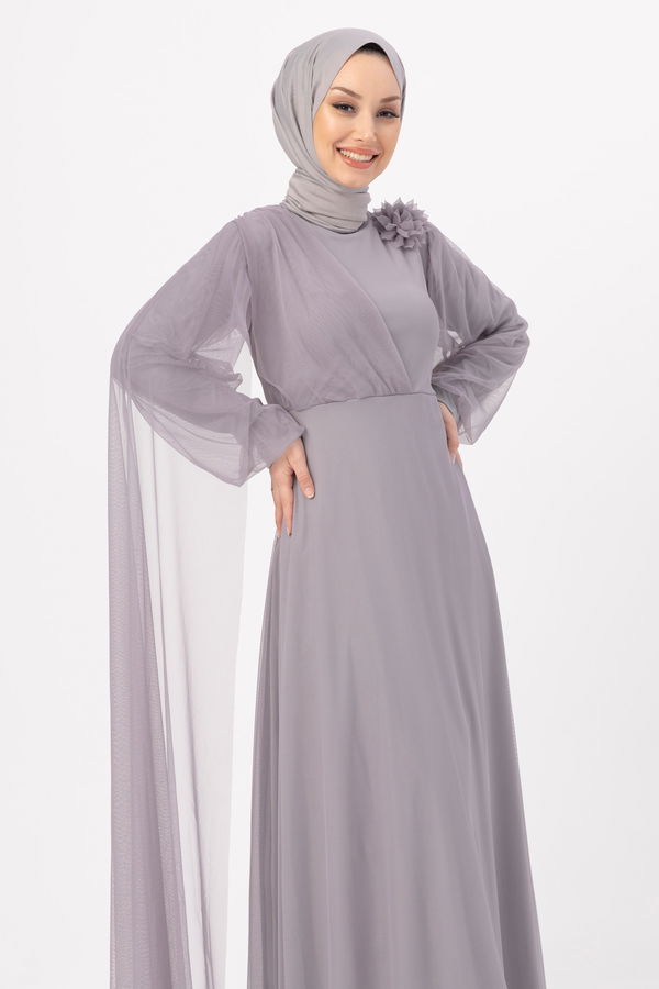 Abiye Elbise Gri - 10311