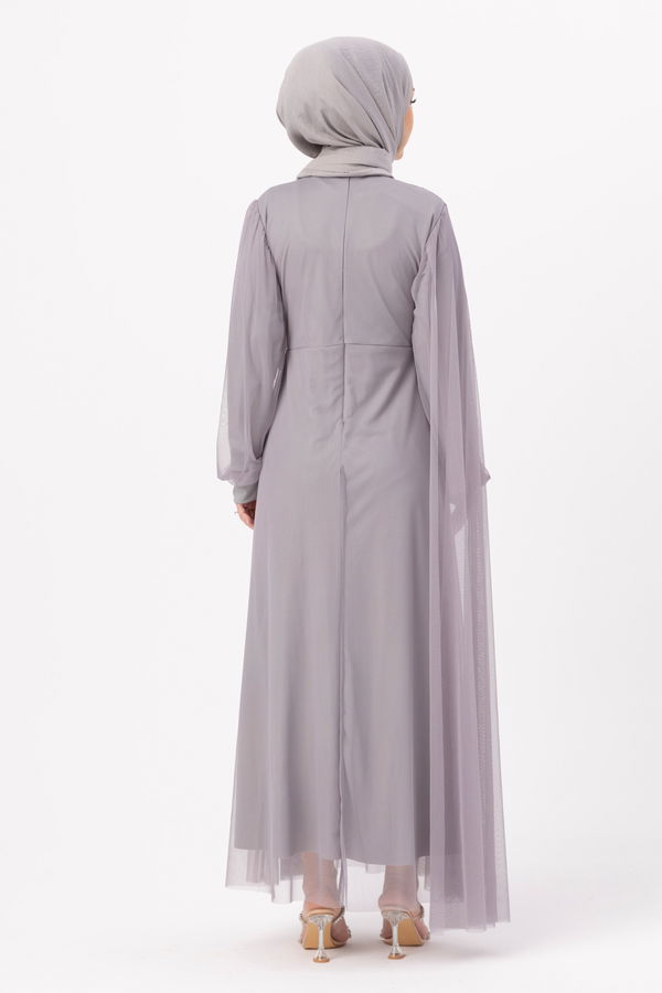Abiye Elbise Gri - 10311