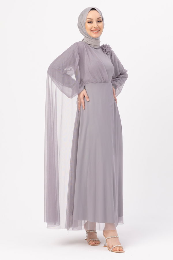 Abiye Elbise Gri - 10311