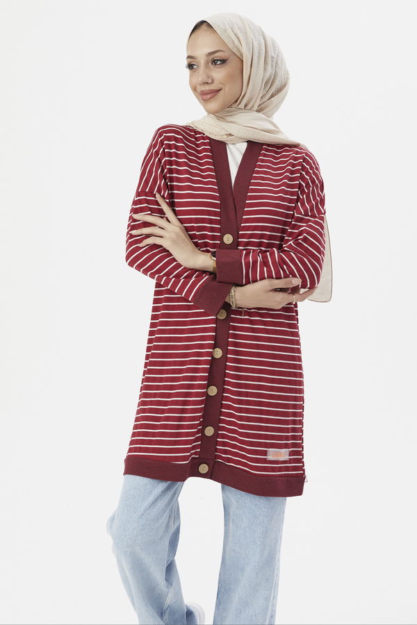 Dugmelı Hırka BORDO - 3809 Bordo - 3809
