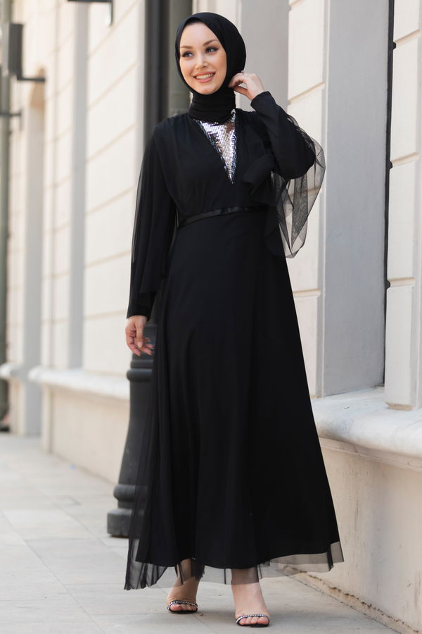 Abiye Elbise Siyah - 10314