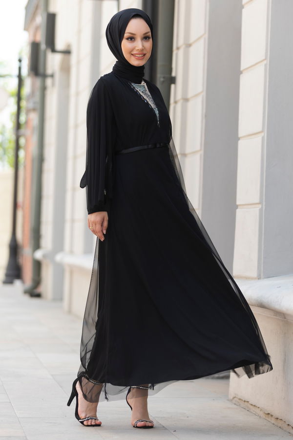 Abiye Elbise Siyah - 10314