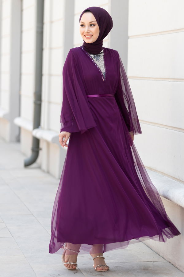 Abiye Elbise Mor - 10314