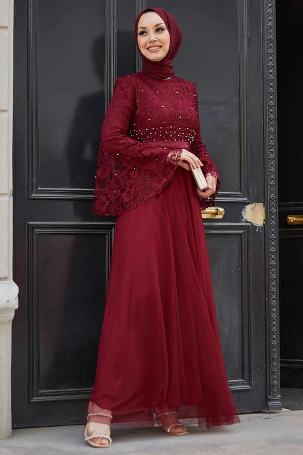 Abiye Elbise Bordo - 21099