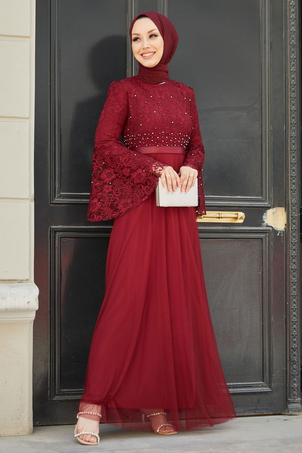Abiye Elbise Bordo - 21099