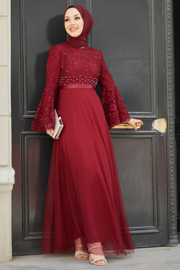Abiye Elbise Bordo - 21099