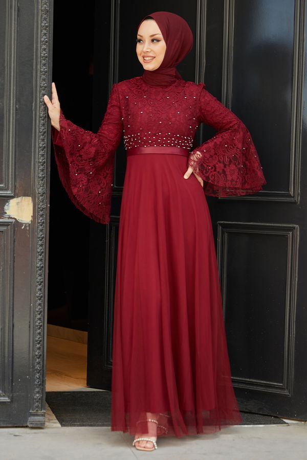 Abiye Elbise Bordo - 21099