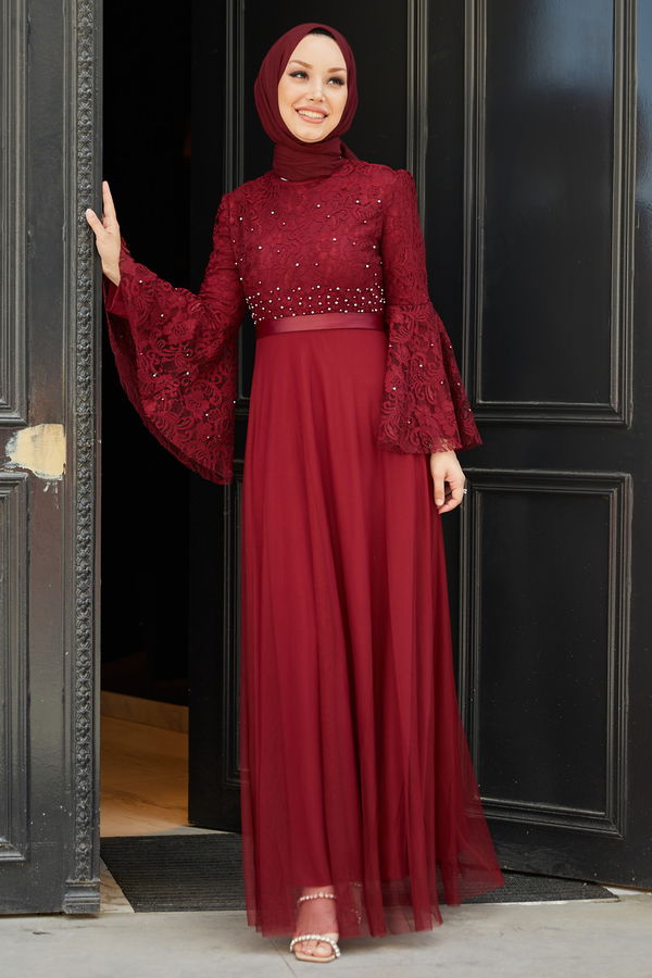 Abiye Elbise Bordo - 21099